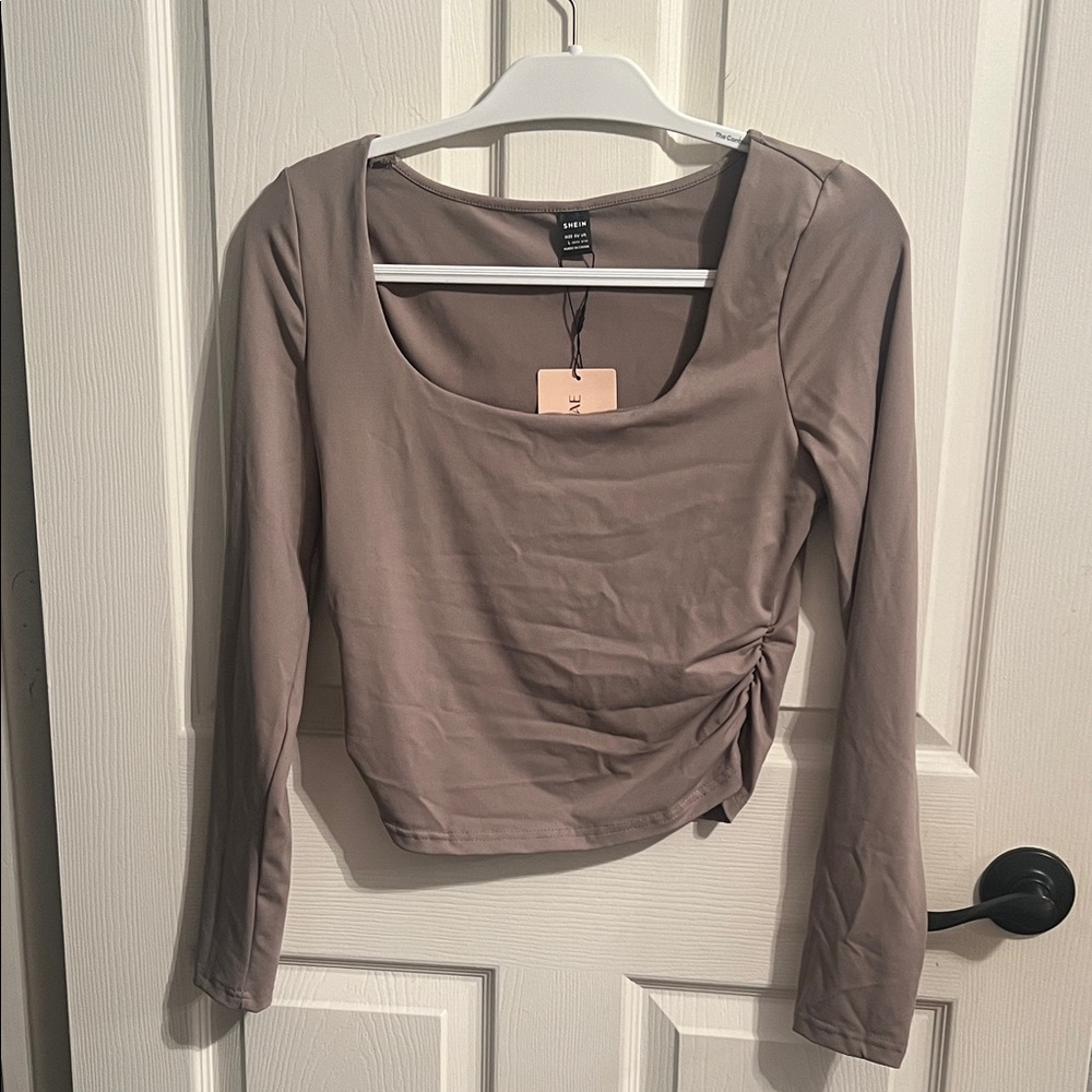 SHEIN Taupe Long Sleeve Blouse